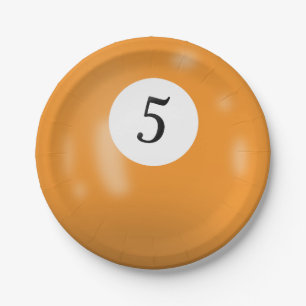 Nummer 5 biljartbal papieren bordje