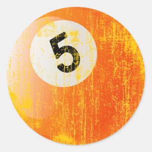 NUMMER 5 BILLIARDS BALL - ERODED AND AGENTJLE RONDE STICKER