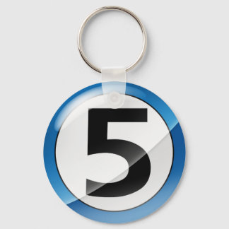 Nummer 5 Blauw Sleutelhanger