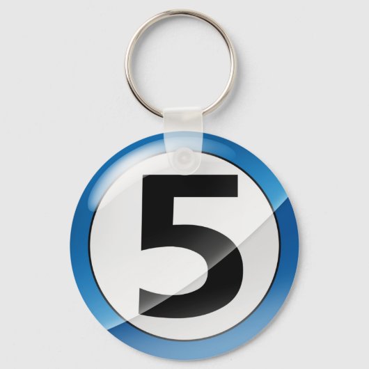Nummer 5 Blauw Sleutelhanger (Voorkant)
