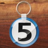 Nummer 5 Blauw Sleutelhanger (Voorkant)