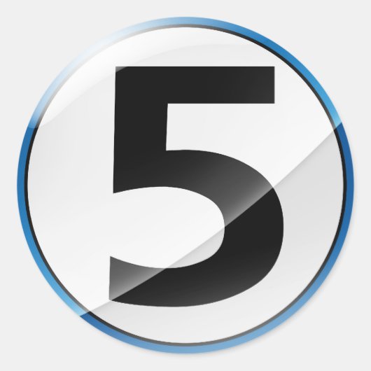 Nummer 5 blauwe sticker (Voorkant)