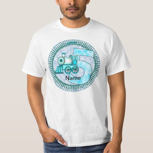 Nummer 5 Blauwe trein T-shirt (Voorkant)