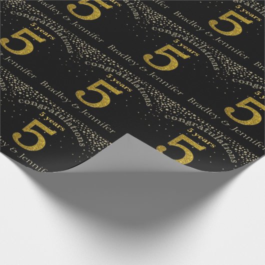 Nummer 5 Glitter Gold Jubileum Wrapping Paper Cadeaupapier (Hoek)