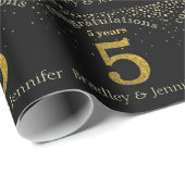 Nummer 5 Glitter Gold Jubileum Wrapping Paper Cadeaupapier (Rol Hoek)