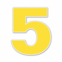 Nummer 5 Gold en White Sticker