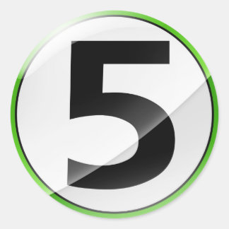 Nummer 5 groene sticker
