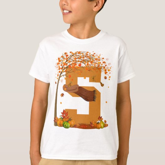 Nummer 5 Herfst Herfst Thanksgiving Thema 5 jaar o T-shirt (Voorkant)