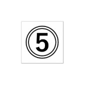 "Nummer 5 in cirkelvormige rand" Rubberen stempel (Afrduk)