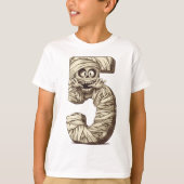 Nummer 5 Mummy Halloween Theme 5 Jaar Oude Kinder T-shirt (Voorkant)