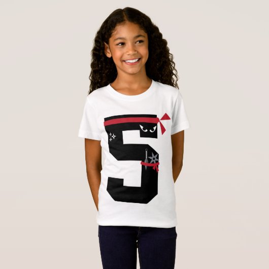 Nummer 5 Ninja 5 jaar oud Fun 5th Birthday Gifts T-shirt (Voorkant volledig)