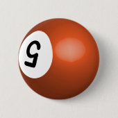 Nummer 5 Oranje Pool Ball Button (Voorkant)