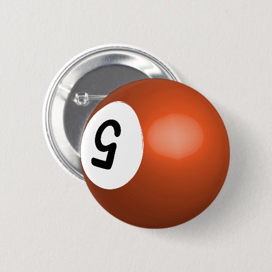 Nummer 5 Oranje Pool Ball Button (Voorkant /achterkant)