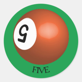 Nummer 5 Pool Ball Sticker