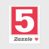 Nummer 5 Rood en witteken Sticker (Vel)