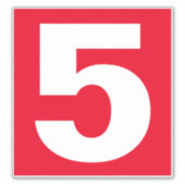 Nummer 5 Rood en witteken Sticker (Voorkant)