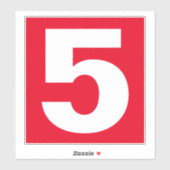 Nummer 5 Rood en witteken Sticker (Vel)