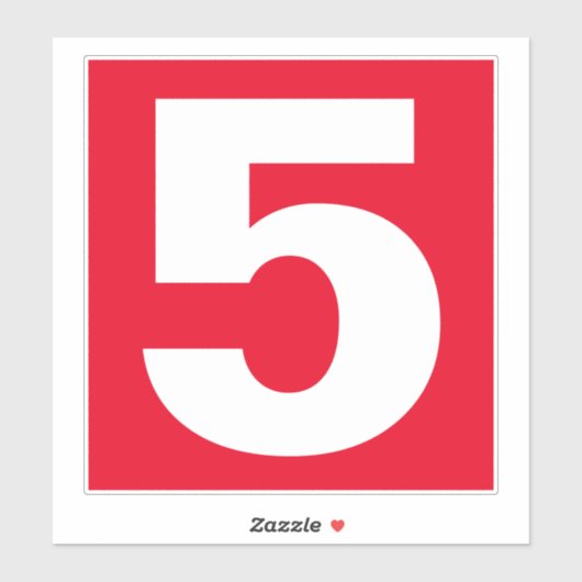 Nummer 5 Rood en witteken Sticker (Vel)