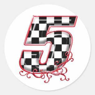 nummer 5 rood ronde sticker