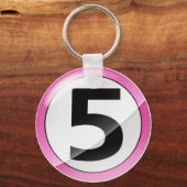 Nummer 5 roze Sleutelhanger (Voorkant)