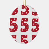 Nummer 5 - Witte sterren op donkerrood Keramisch Ornament (Rechts)