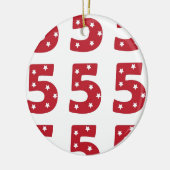 Nummer 5 - Witte sterren op donkerrood Keramisch Ornament (Links)