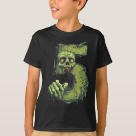 Nummer 5 Zombie Halloween Theme 5 Jaar Oude Kinder T-shirt