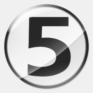Nummer 5 zwarte sticker