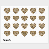 Nummer 60 Diamant bruiloft hart glanzend goud Sticker (Vel)