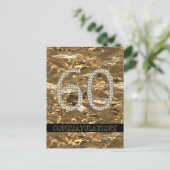 Nummer 60 Diamond Wedding 60e Jubileum Goud Briefkaart (Staand voorkant)