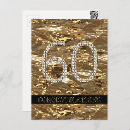 Nummer 60 Diamond Wedding 60e Jubileum Goud Briefkaart (Voorkant / Achterkant)