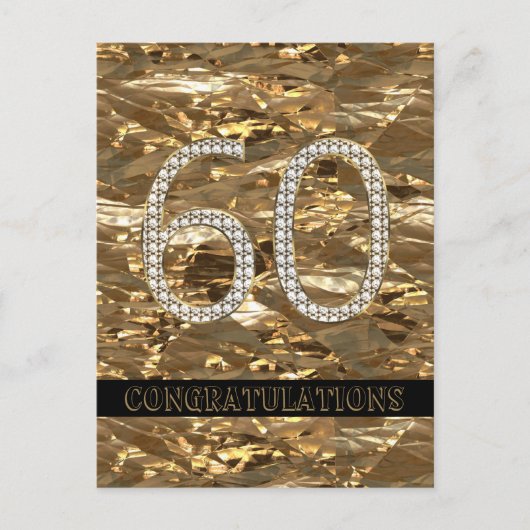 Nummer 60 Diamond Wedding 60e Jubileum Goud Briefkaart (Voorkant)