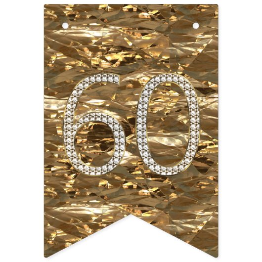 Nummer 60 Diamond Wedding Jubileum Gold Folie Vlaggetjes (Eerste vlag)