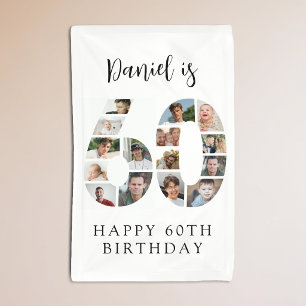 Nummer 60 Foto Co lage 60ste Verjaardagsfeestje Spandoek