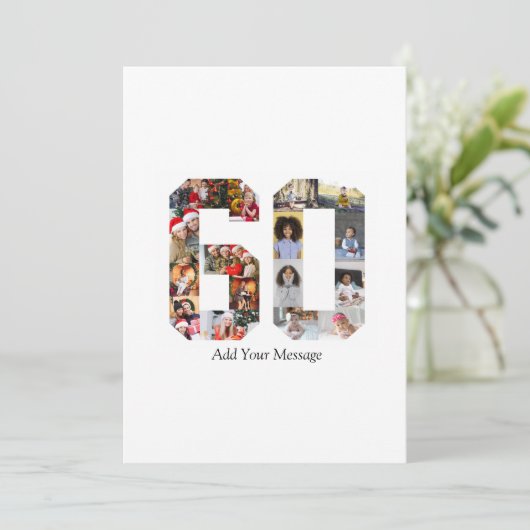 Nummer 60 Fotocollage Bedankkaart (Staand voorkant)
