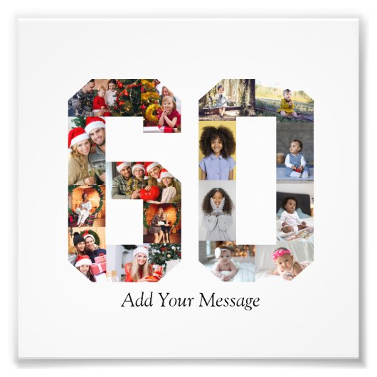 Nummer 60 Fotocollage Foto Afdruk (Voorkant)