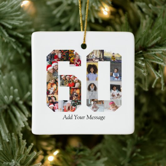 Nummer 60 Fotocollage Keramisch Ornament (Boom)