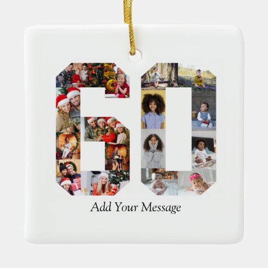 Nummer 60 Fotocollage Keramisch Ornament (Voorkant)