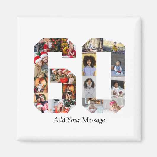 Nummer 60 Fotocollage Magneet (Voorkant)