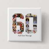 Nummer 60 Fotocollage Vierkante Button 5,1 Cm (Voorkant)