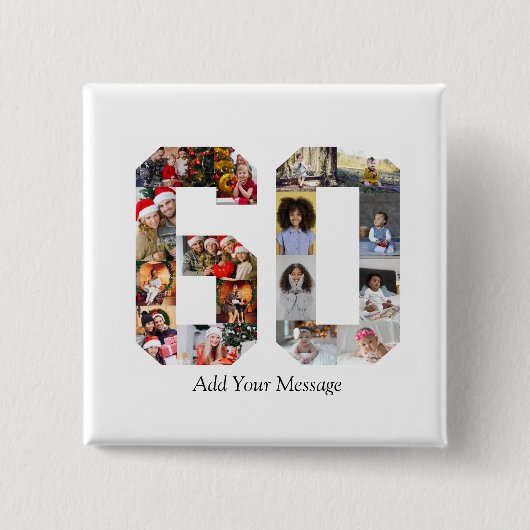 Nummer 60 Fotocollage Vierkante Button 5,1 Cm (Voorkant)