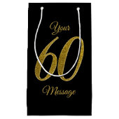 Nummer 60 Gold Glitter-stijl Klein Cadeauzakje (Voorkant)