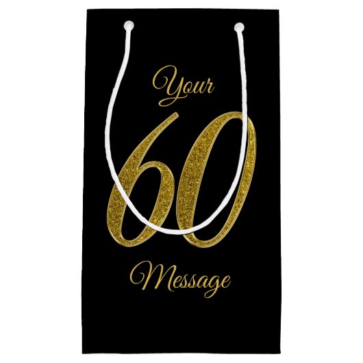 Nummer 60 Gold Glitter-stijl Klein Cadeauzakje (Voorkant)