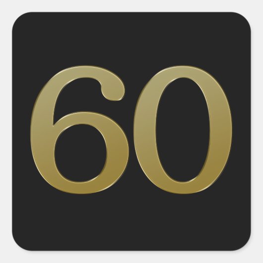 Nummer 60 Gold Square Sticker (Voorkant)