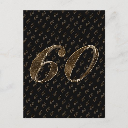 Nummer 60 Zwart Goud 60e Verjaardag Diamanten Huwe Briefkaart (Voorkant)