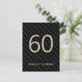 Nummer 60 Zwart Goud 60e Verjaardag Diamanten Huwe Briefkaart (Staand voorkant)