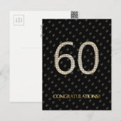 Nummer 60 Zwart Goud 60e Verjaardag Diamanten Huwe Briefkaart (Voorkant / Achterkant)