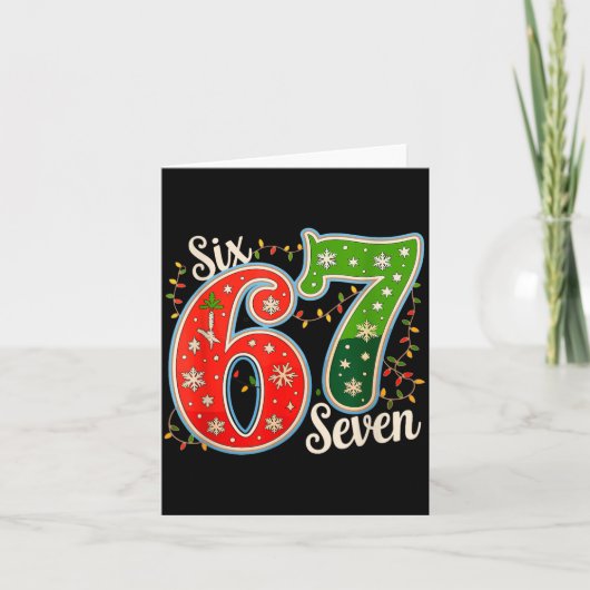 Nummer 67 Funny Six Seven 6 7 Meme Kerst Licht Kaart (Voorkant)