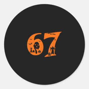 Nummer 67 Grappige Meme Zin 6 7 Zes Zeven Eng Ha Ronde Sticker