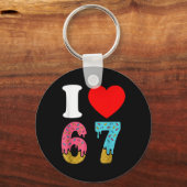 Nummer 67 Ik hou van Zes Zeven Clic 6 7 67 Meme Ko Sleutelhanger (Voorkant)